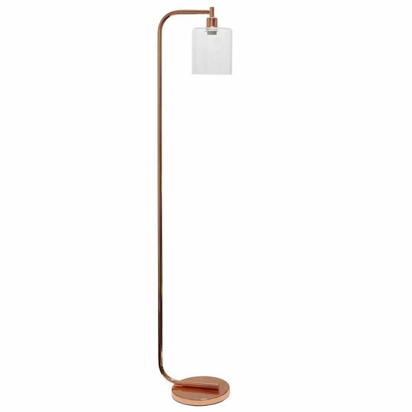 Lighting Business 12 x 10 x 63 in. Antique Style Industrial Iron Lantern Floor Lamp with Glass Shade, Rose Gold LI1683011